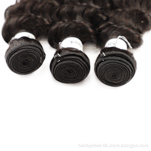 "Ready Stock" wholesale 10A grade DEEP WAVE natural black  for virgin raw cuticle aligned blonde human hair extension